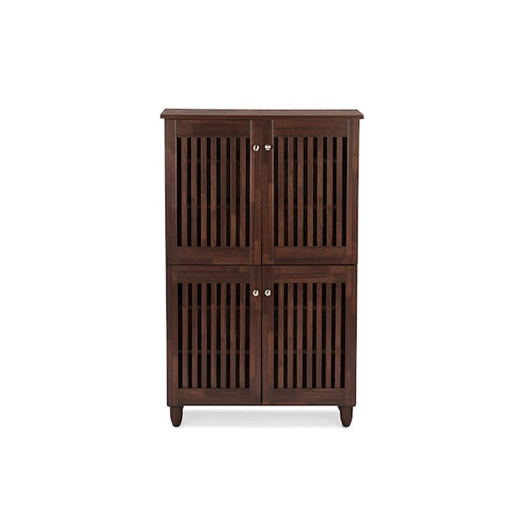 Baxton Studio Fernanda 4-Door Oak Brown Wooden Entryway Shoes Storage Tall Cabinet 118-6512 - main